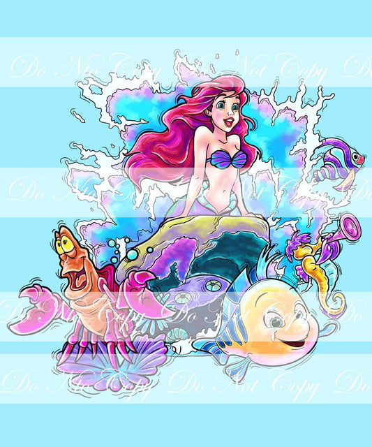 Preorder R81- Red Haired Mermaid Adult Topper- Friends On Rock
