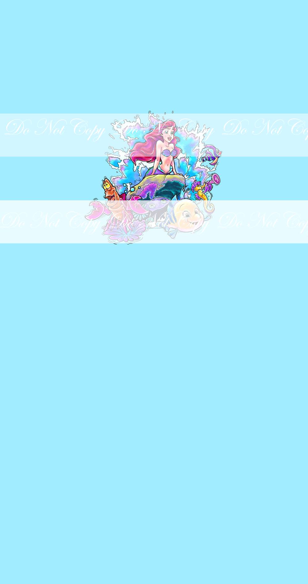 Preorder R81 -Red Haired Mermaid -  Panel  -Friends on Rock- Blue