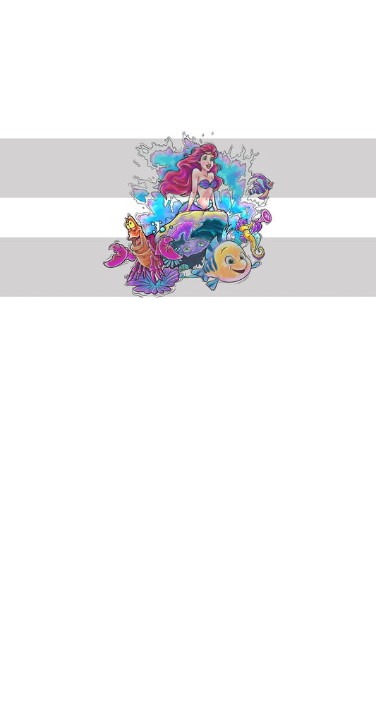 Preorder R81 -Red Haired Mermaid -  Panel  -Friends on Rock- White