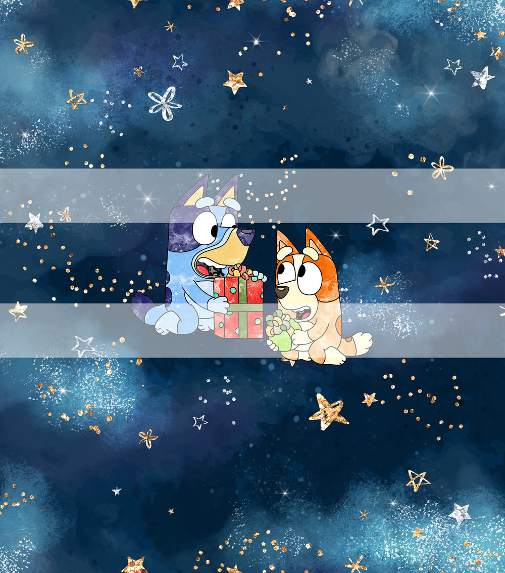 Retail R63 - Christmas Heelers- Presents-  Panels (Child, Big Kids, Adult) Blue (