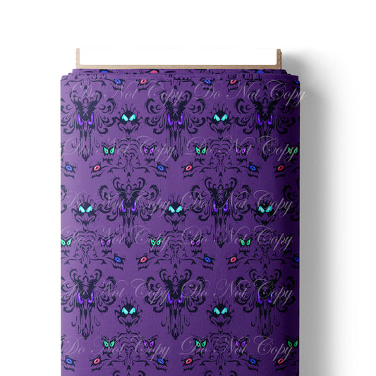 Preorder R73-Haunted Mansion-  Damask Print - Purple