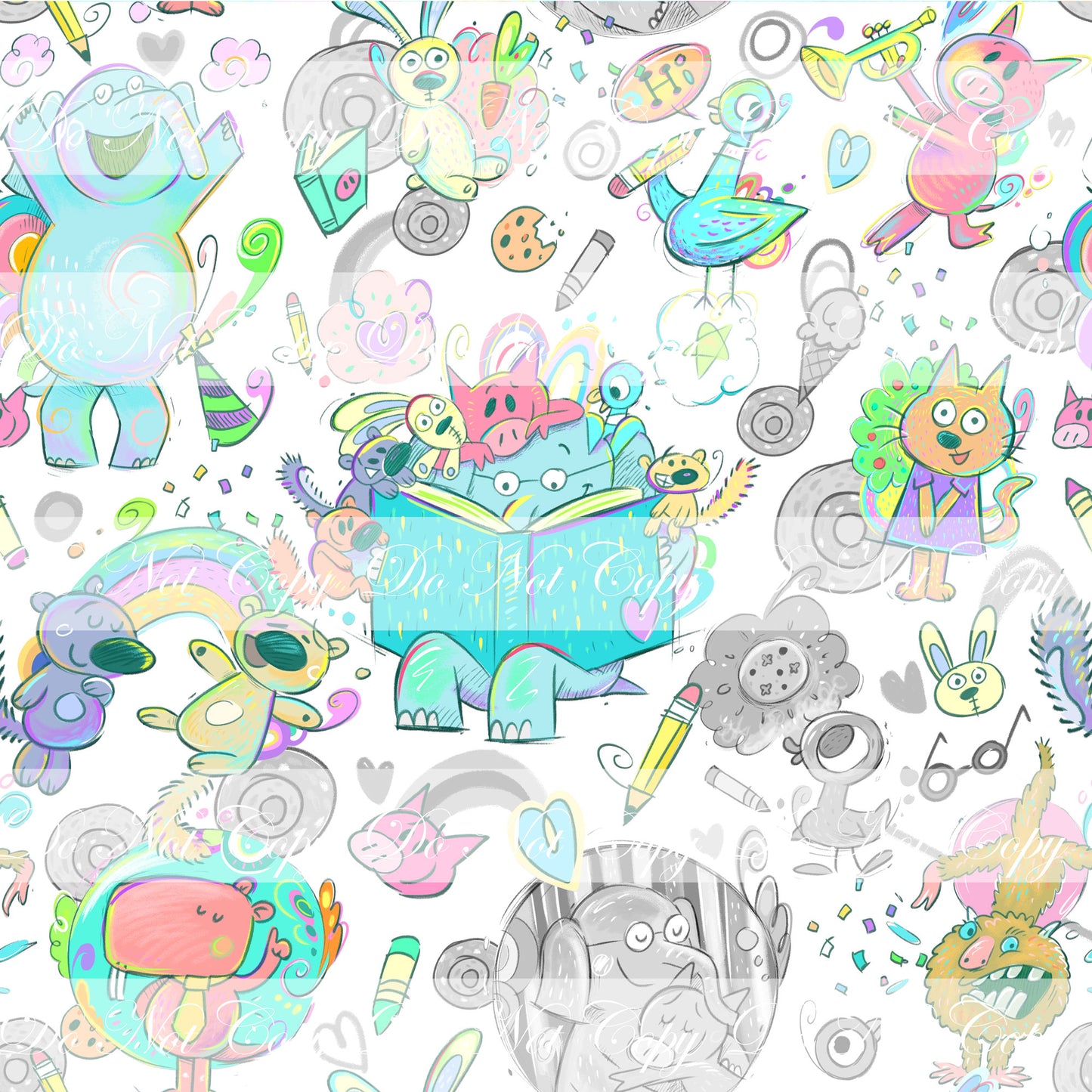 Preorder R59- The Piggy, The Elephant and The Birdie- Main Bright Version- White- Sweet Luxe