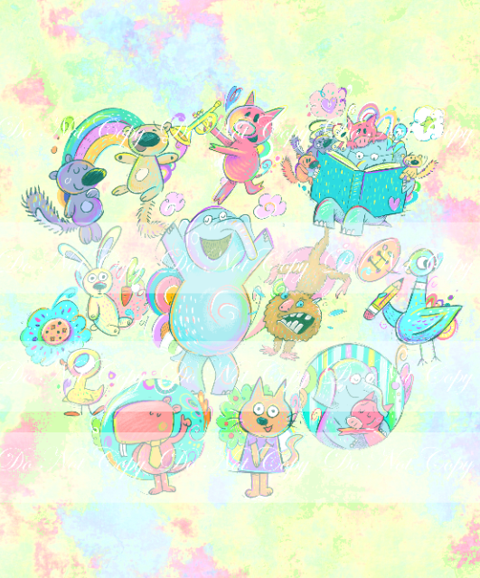 Preorder R59 - The Piggy, The Elephant and The Birdie- Bright- Yellow Adult Topper