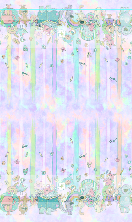 Retail R59- The Piggy, The Elephant and The Birdie- Double Border Print- Purple (Bright) Cotton Spandex