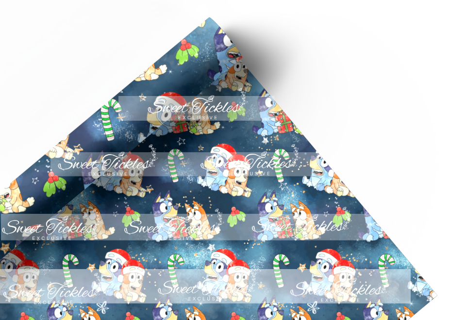 Retail R63- Christmas Heelers- Smooth and Textured Vinyl- Blue