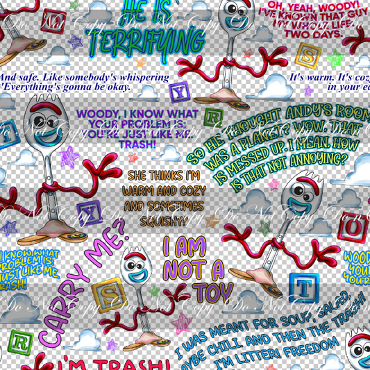 Preorder R65- Andy's Toys -  Forky - Clear Vinyl (TPU/ PVC)