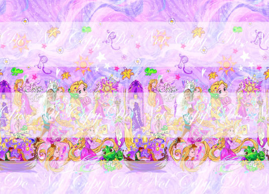 Preorder R83  The Magic Of The Golden Hair-Double Border Print- Light Purple