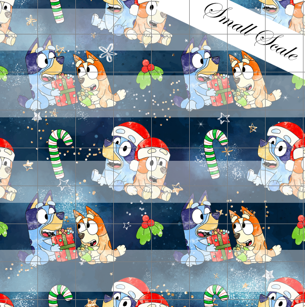 Preorder R63- Christmas Heelers Main Print - Blue