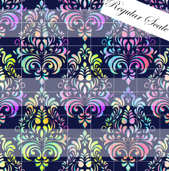Preorder R79- Colorful Rainbow Black-  Damask Main Print