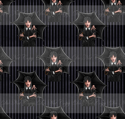 Retail R47-  Nevermore Umbrella Black Stripes- Cotton Spandex