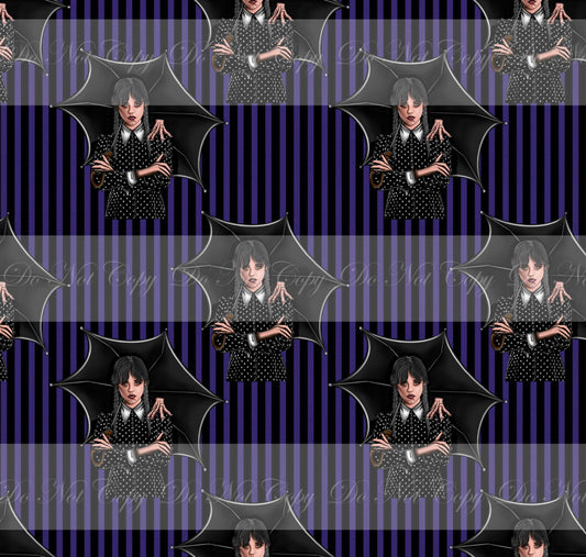 Retail R47-  Nevermore Umbrella Purple Stripes - Cotton Spandex