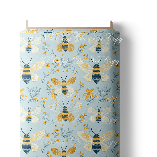 Preorder R82- Summer Garden- Bees Main Print (Blue)