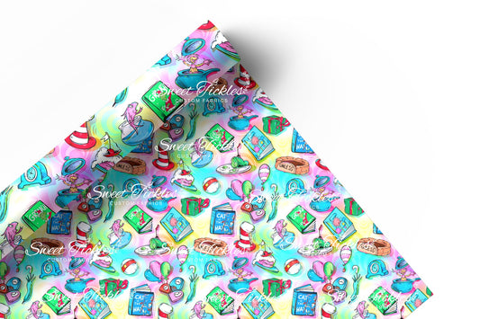 Preorder R66- Smooth and Textured Vinyl- Bookish/ Reading Corner - Seuss  Bright Pastel Coord