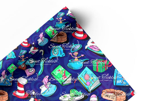 Preorder R66- Smooth and Textured Vinyl- Bookish/ Reading Corner - Seuss  Dark Blue Coord