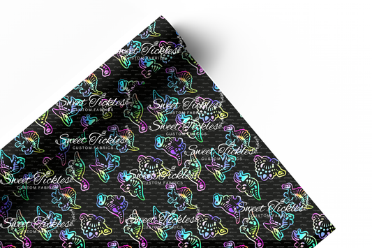 Preorder R79  Colorful Rainbow Black- Vinyl -  Dino Main Print