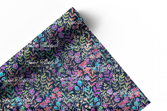 Preorder R79  Colorful Rainbow Black- Vinyl -  Floral Main Print