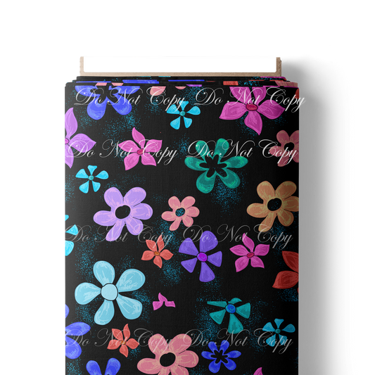 Retail R16 Aloha Flowers- Black-French Terry