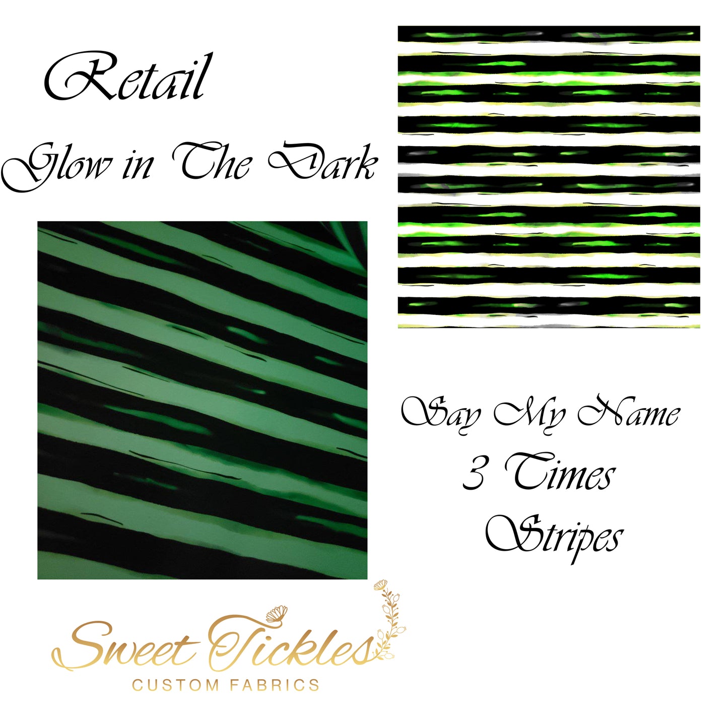 Retail -Say My Name 3 Times Stripes- Glow In The Dark   Vinyl/ Faux Leather
