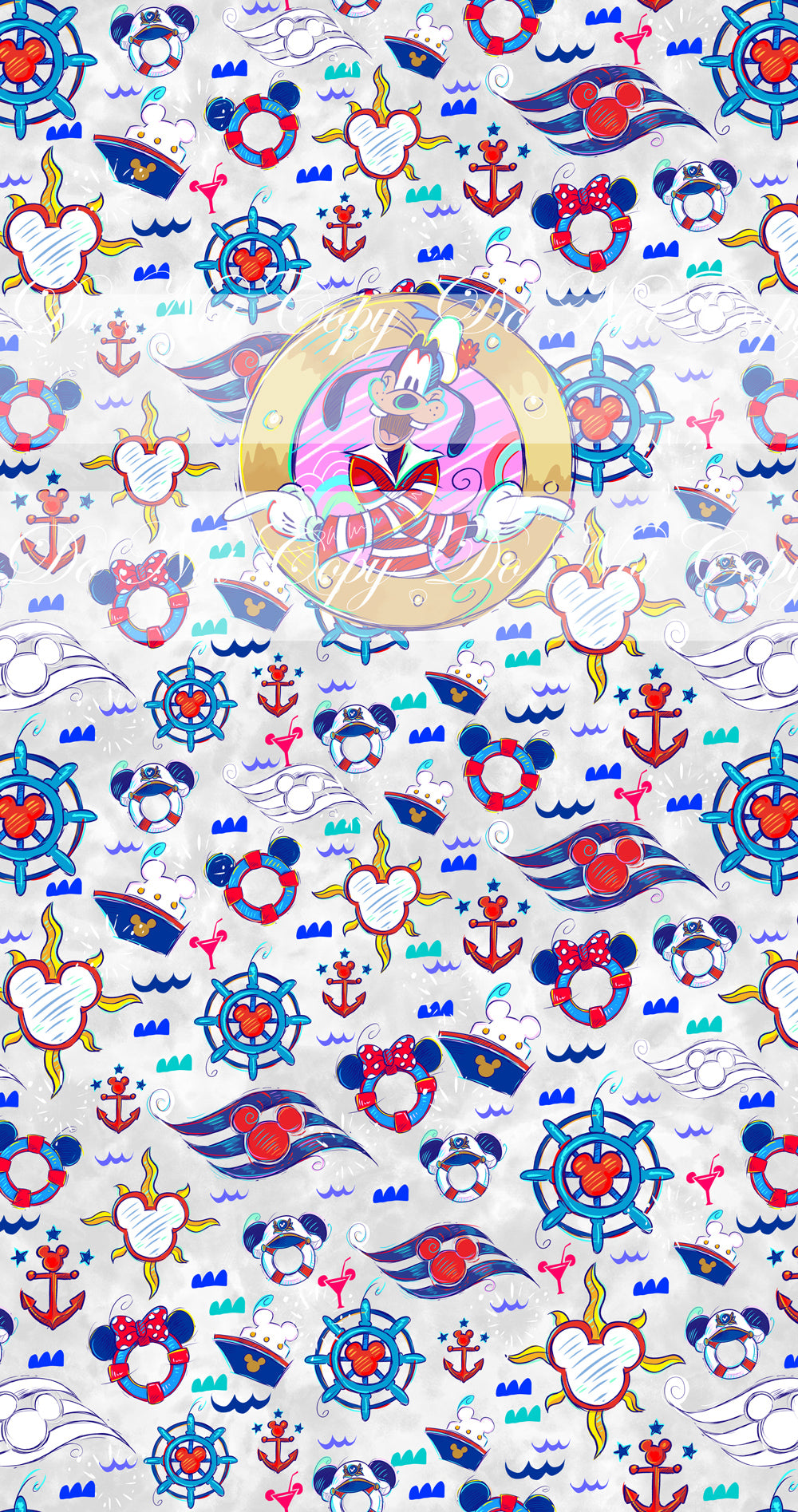 Retail R60 -Cruise Panels- Dog with White and Red Stripes - Grey - Waterproof Canvas