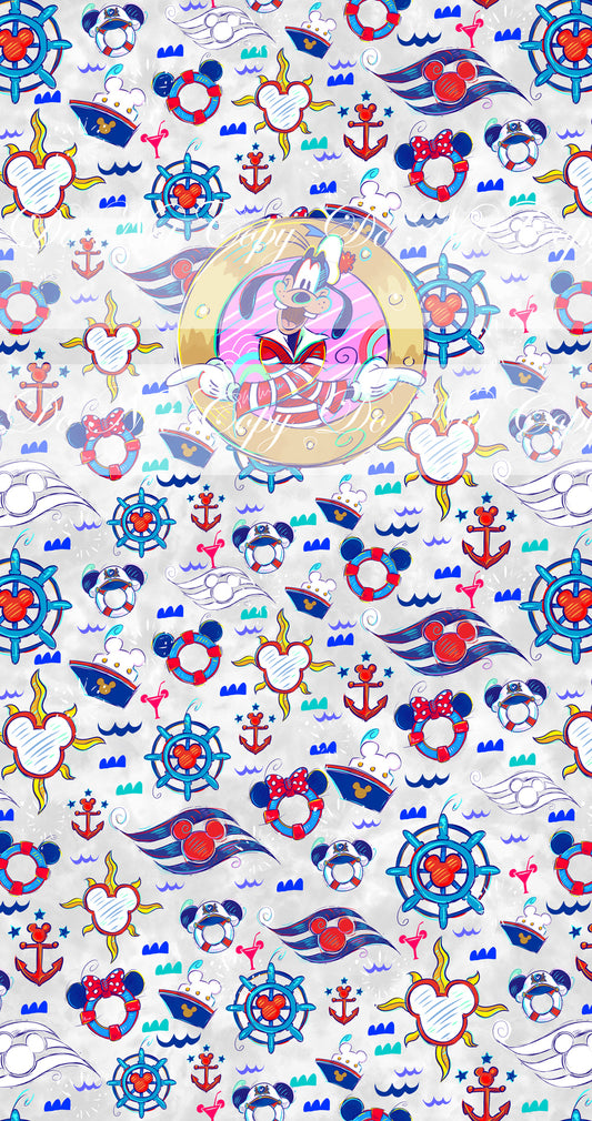 Retail R60 -Cruise Panels- Dog with White and Red Stripes - Grey - Waterproof Canvas