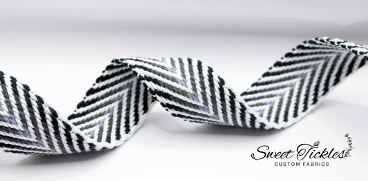 Retail- 1.5" Black and White Ombre Webbing