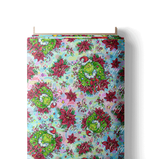 Preorder R76- Who Ville - Mean One on Wreath-  Coordinate Print