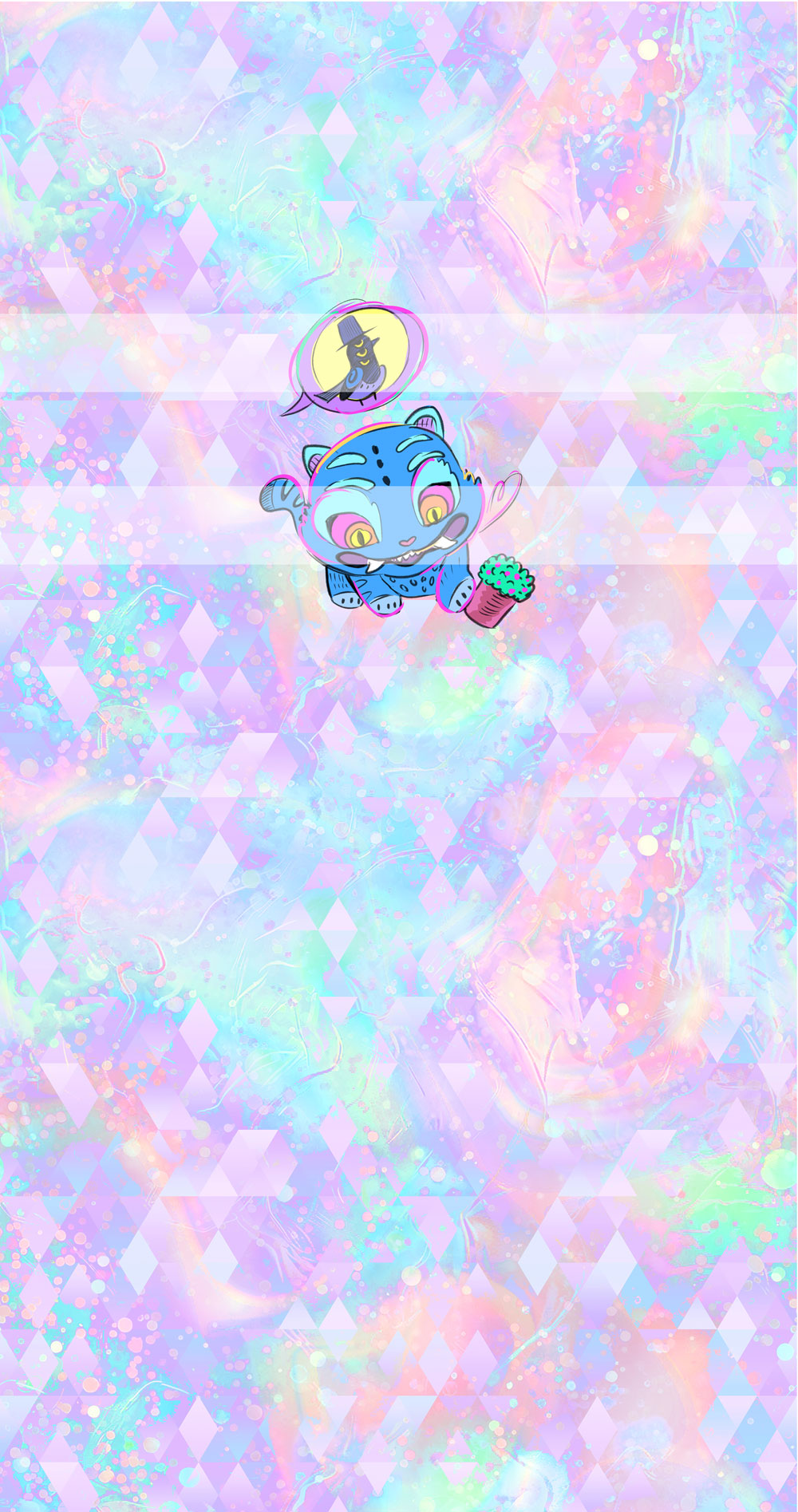 Preorder R74-KPDH Kawaii- Panel - Child, Big kids, Adults)Kitty and Bird