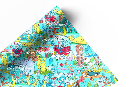 Preorder R66- Smooth and Textured Vinyl- Bookish/ Reading Corner - Seuss Light Blue Stacked Main