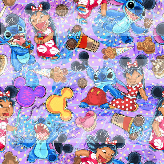 Preorder R52-  Ohana Magical Sweets-  Girl and 626 Main Print -(Blue/Purple)