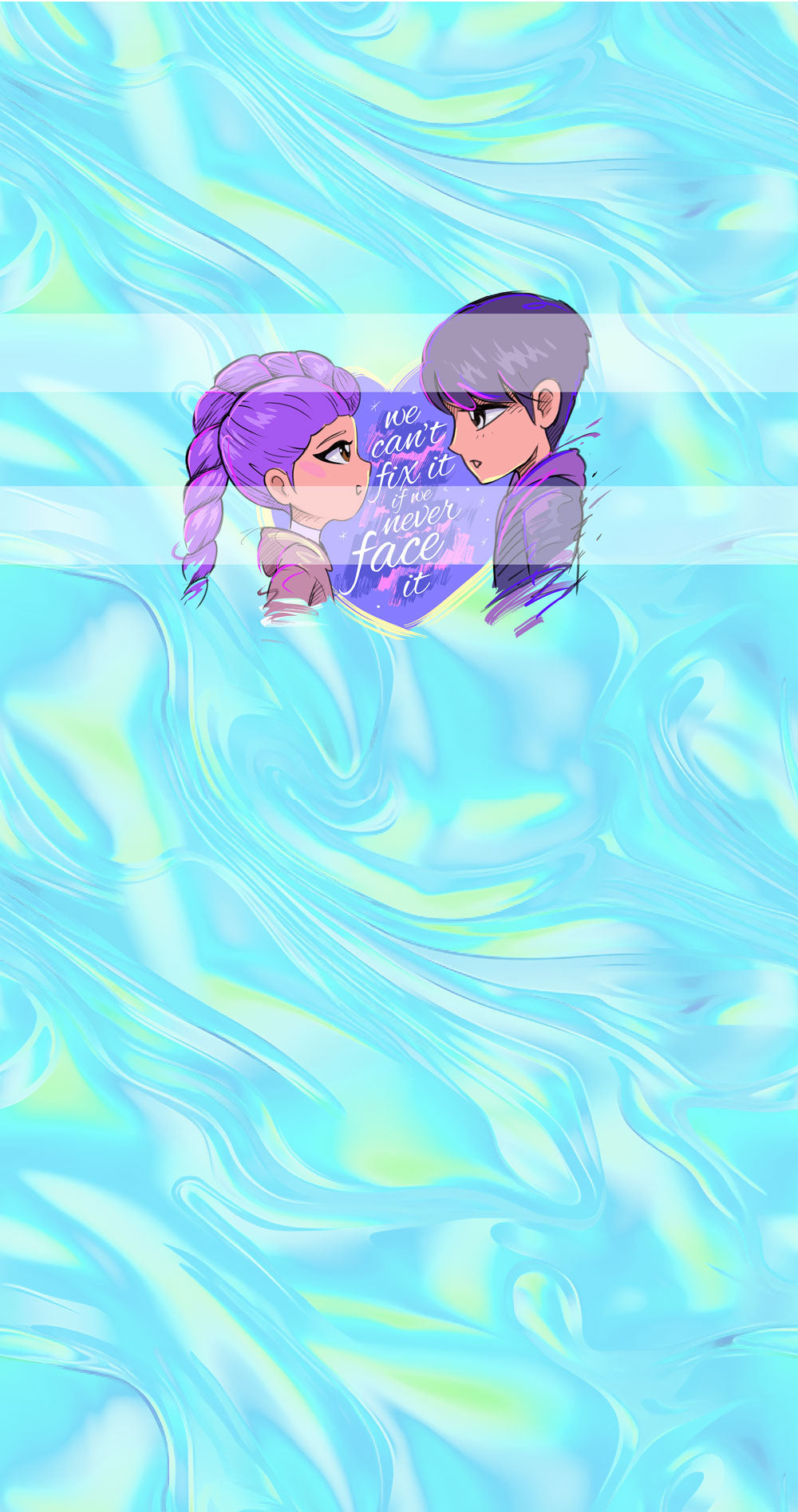 Preorder R74-KPDH Kawaii- Panel - Child, Big kids, Adults) Love Heart - Blue