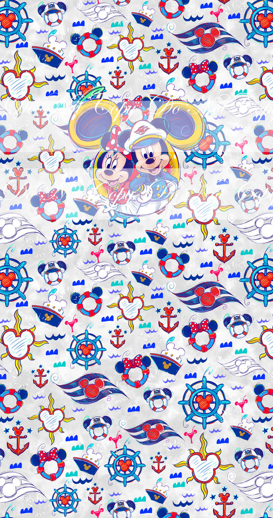 Retail R60 -Cruise Panels- Boy and Girl Mouse - Grey - Waterproof Canvas