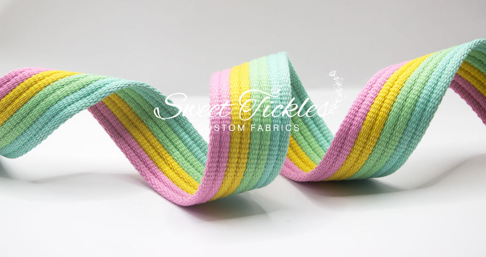 Retail - Jacquard Webbing-Pastel Rainbow Stripes - 1.5"