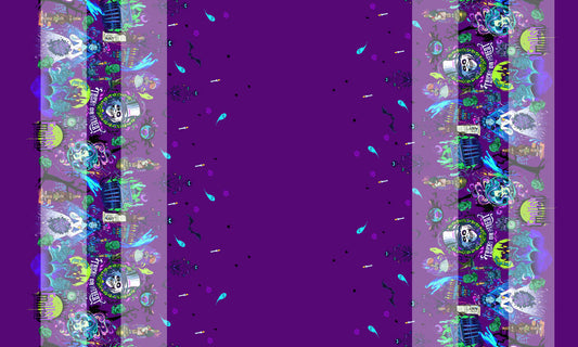 Preorder R73  Haunted Mansion-Double Border Print- Purple