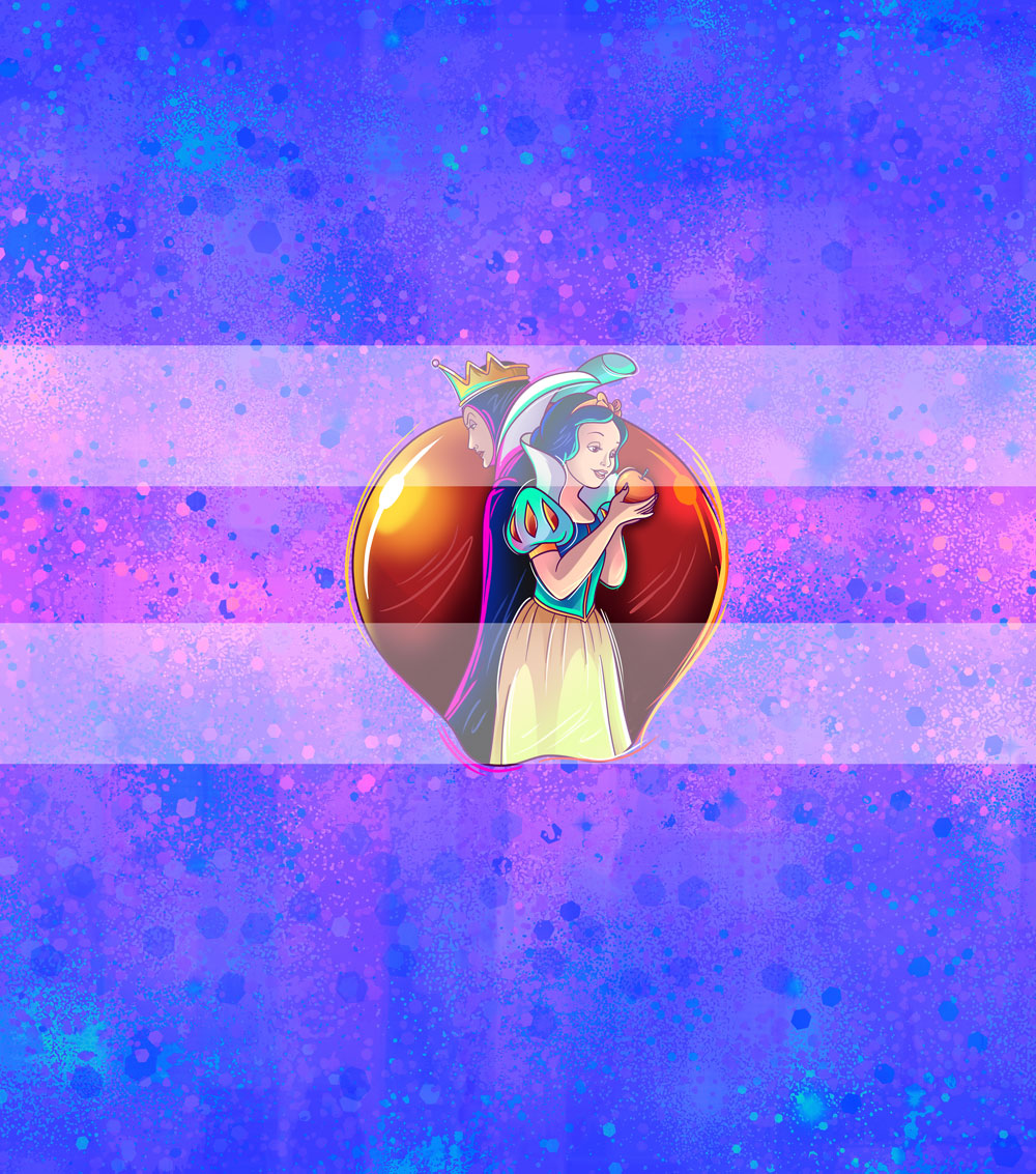 Preorder R72- The Magic Mirror- Panel - Child, Big kids, Adults)Snow White and Queen- Dark Blue