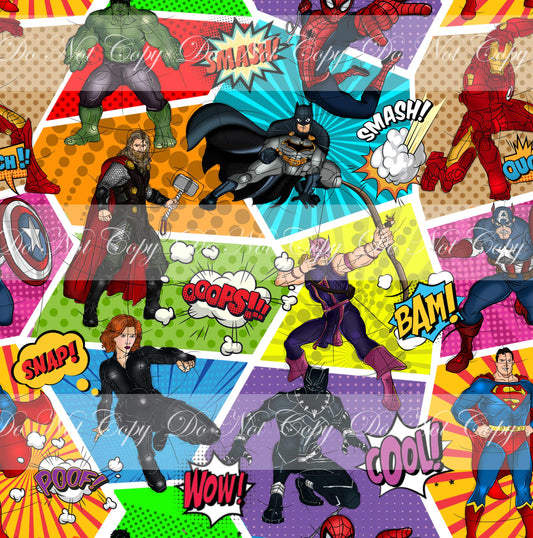 Retail R49- Superheroes Comic- Cotton Spandex