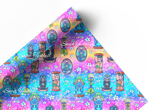 Preorder R71  Ohana Means Family-Big Island- Tiki - Blue/Pink- Vinyl