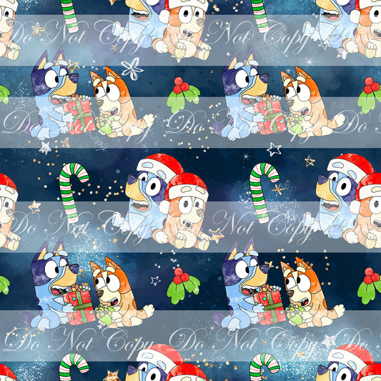 Preorder R63- Christmas Heelers Main Print - Blue