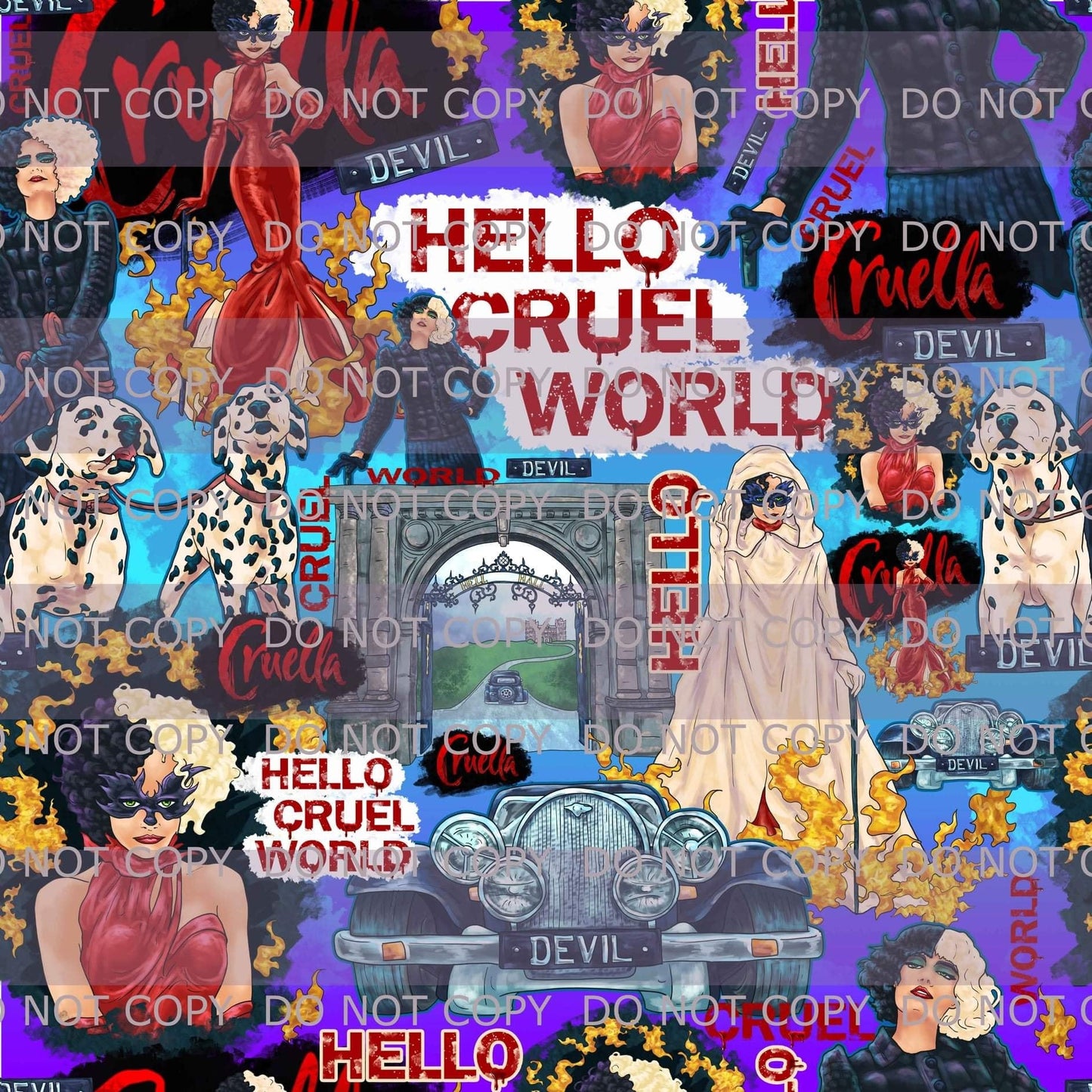 Preorder R25 Halloween- Hello Cruel World" Main Print -Small Scale- Purple