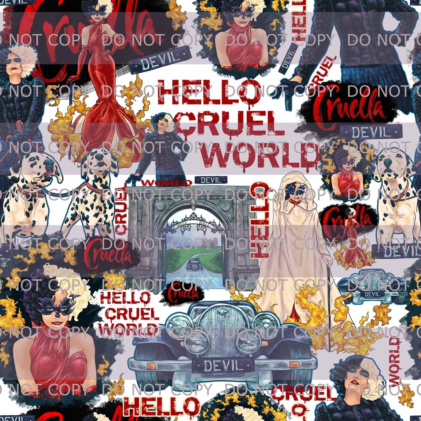 Preorder R25 Halloween- Hello Cruel World" Main Print -Small Scale- White