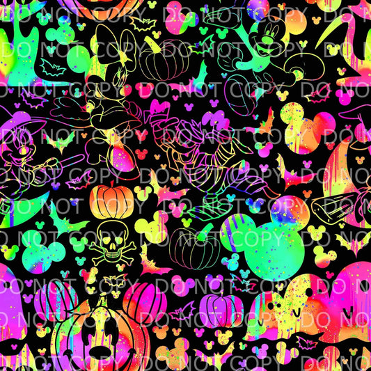 Preorder R25 Halloween- Boo Bash- Neon_ Black VINYL/FAUX LEATHER 18"X54"