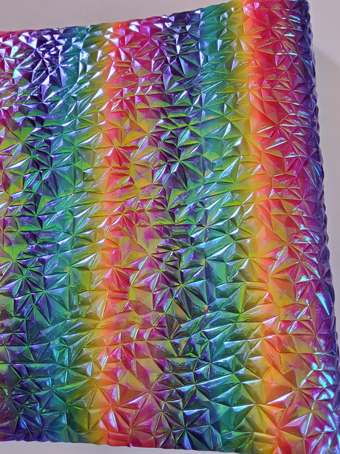 Rainbow Geometric Textured Vinyl/ Faux Leather
