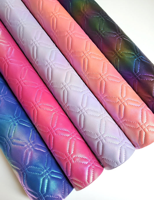 Rainbowland-Quilted Octagon Vinyl/ Faux Leather