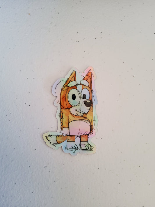 Vinyl Sticker-  Orange Puppy- Holographic