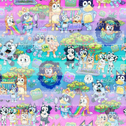 Preorder R27 Puppy Adventures 2.0 VINYL/FAUX LEATHER 18"X54" ( Colorful Pink)