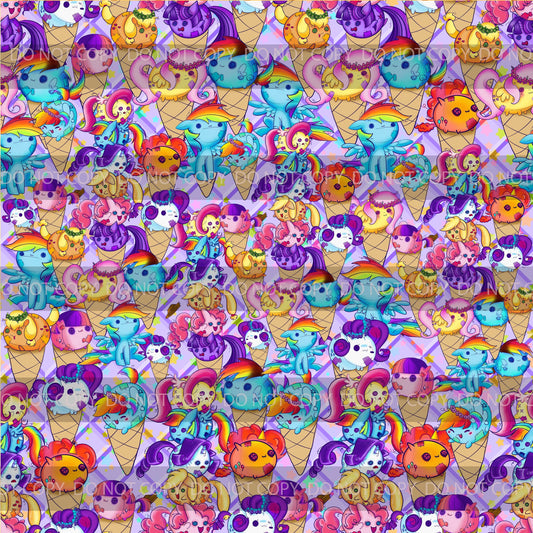 Preorder R32 Chubby Ponies Purple- VINYL/FAUX LEATHER 12"X54"