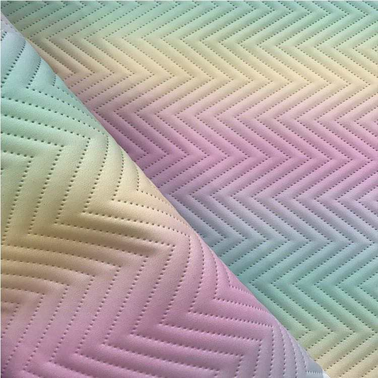 Quilted Cotton Candy Pastel Rainbow Stripes Vinyl/ Faux Leather