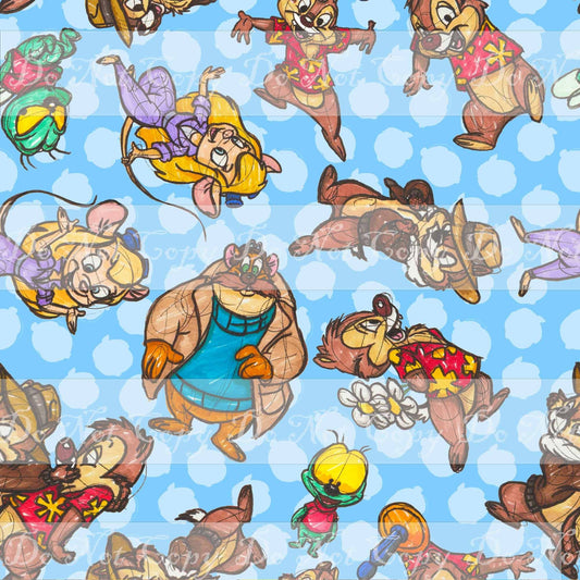 Preorder R42- Rescue Time- Tossed Blue(NO SHADOW)  Main Print- Small Scale