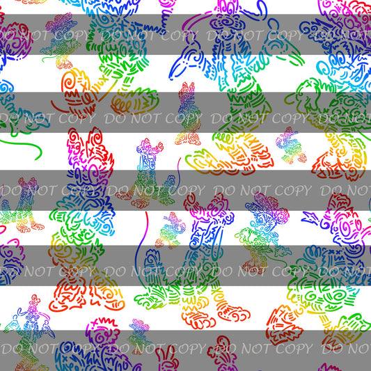 Preorder R43- Doodle Art- Main Print -Large Scale (Colorful White)