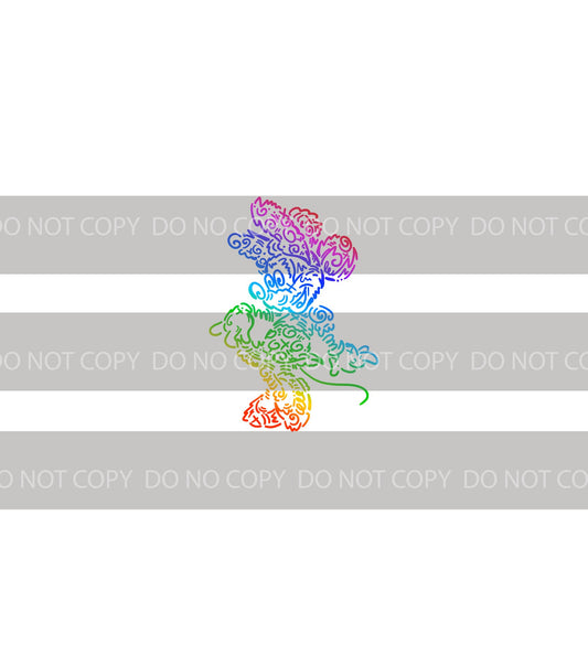 Preorder R43 - Doodle Art -The Girl Mouse- Colorful  White (Child, Big kids, Adults)