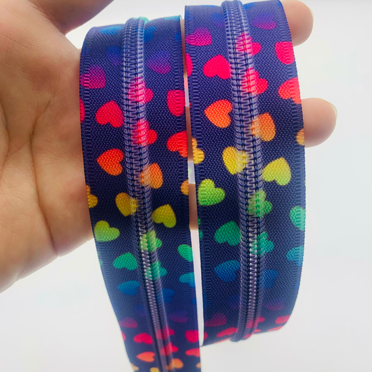 Multicolor Hearts Zipper Tape #5